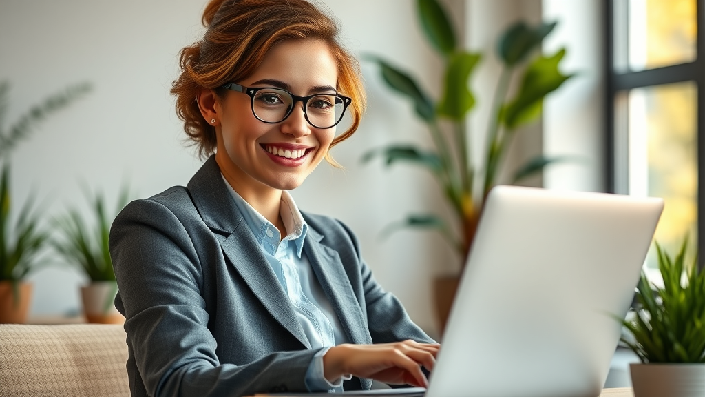 Vibrant small business owner using laptop for cost-effective marketing solutions via social media marketing