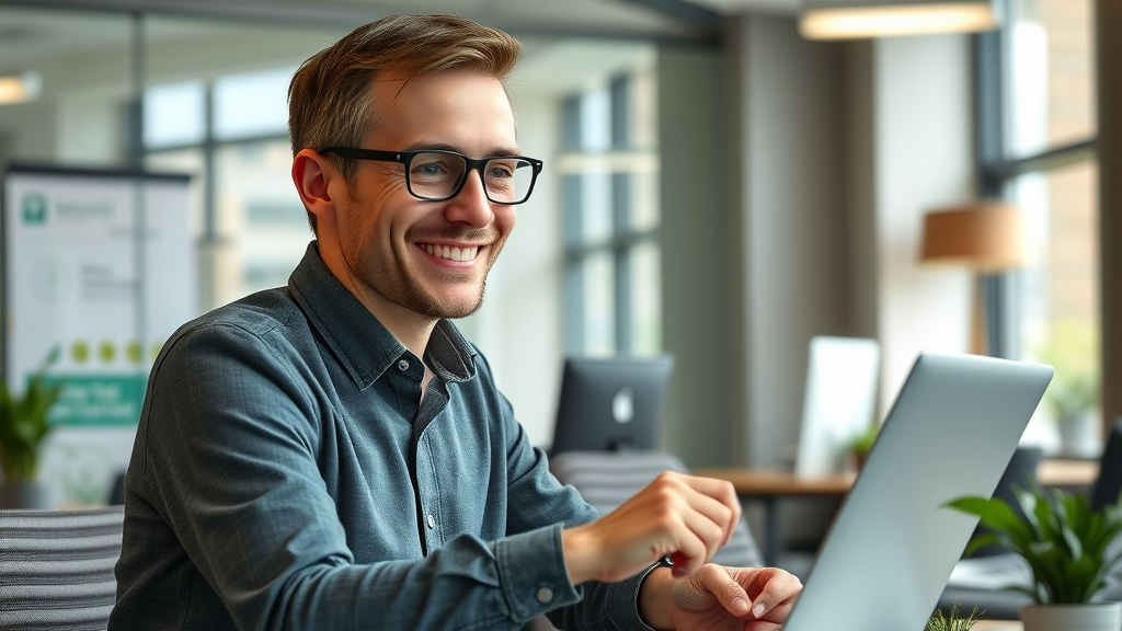 Local business advocacy Monmouthshire - successful small business owner working on digital marketing strategy