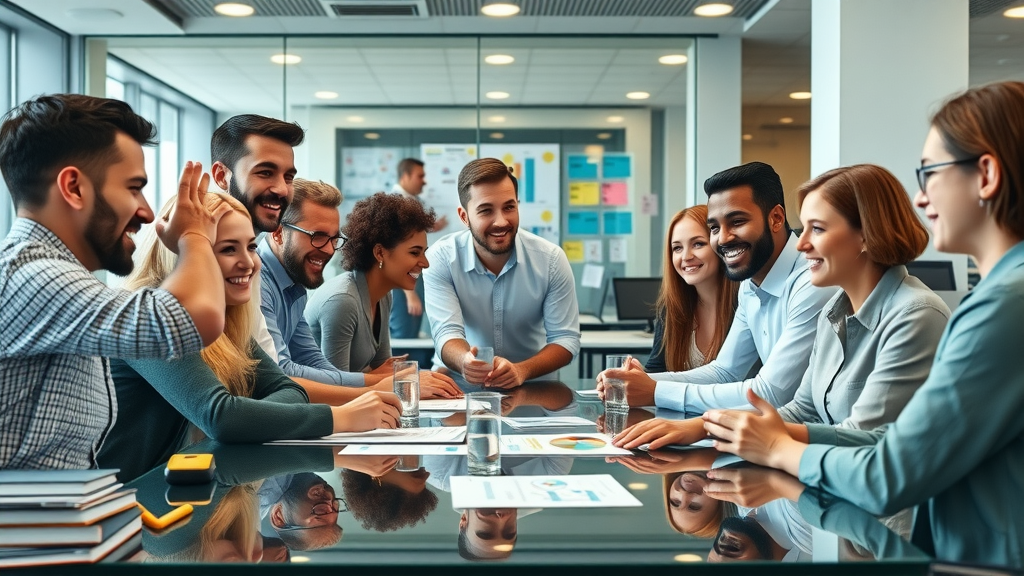 Marketing team collaborating in office showing the importance of marketing your business