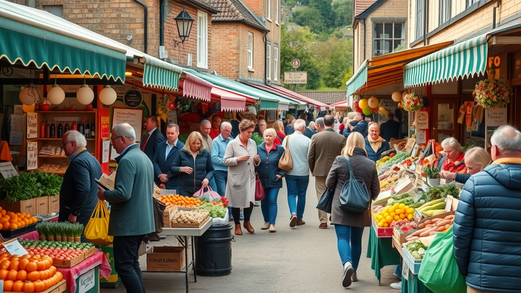 Vibrant local produce market in Monmouthshire with community engagement