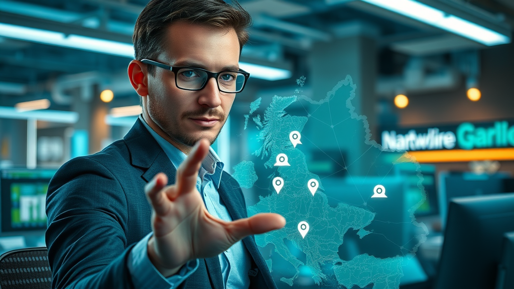 Strategic marketer using a digital map of Monmouthshire to plan community engagement marketing