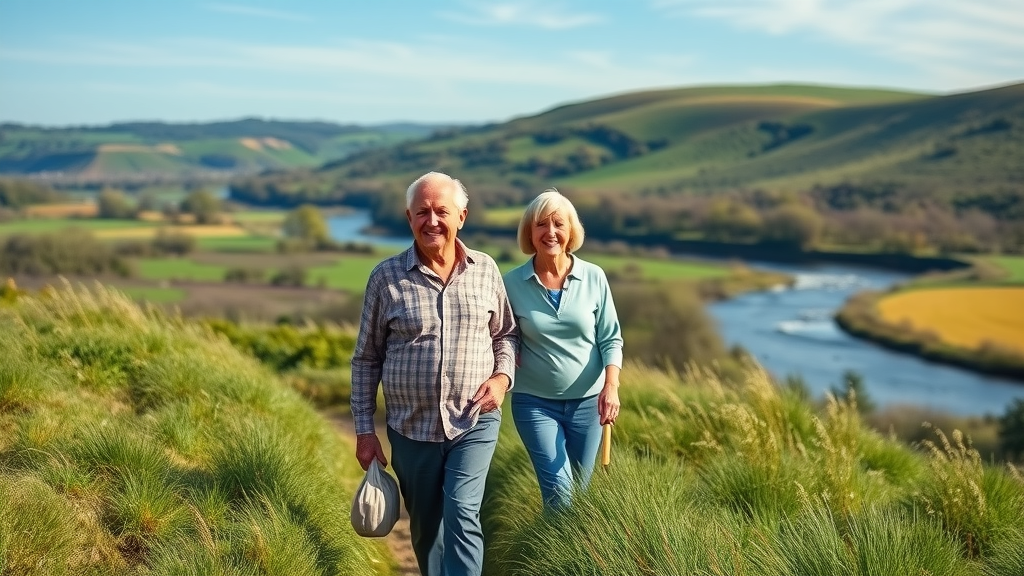 Monmouthshire residents enjoying a scenic countryside walk in the Wye Valley