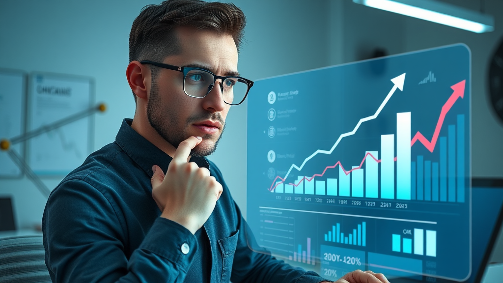 Entrepreneur studying marketing data visualizes the importance of marketing your business