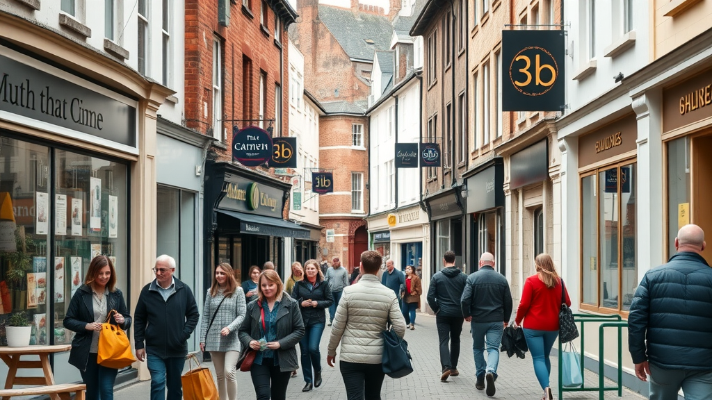 Local business advocacy Monmouthshire - thriving business district with community interactions