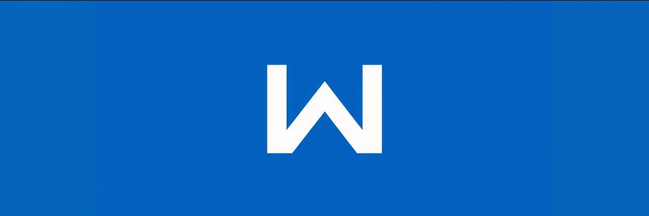 Minimalist blue background with bold white W for business startups branding