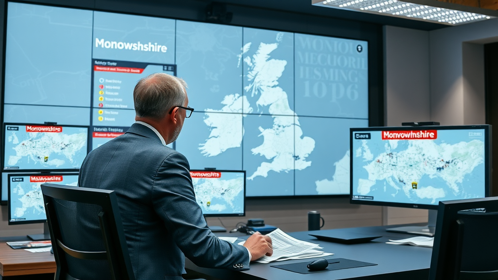 Editor uses geo targeting map for regional news segmentation in newsroom.