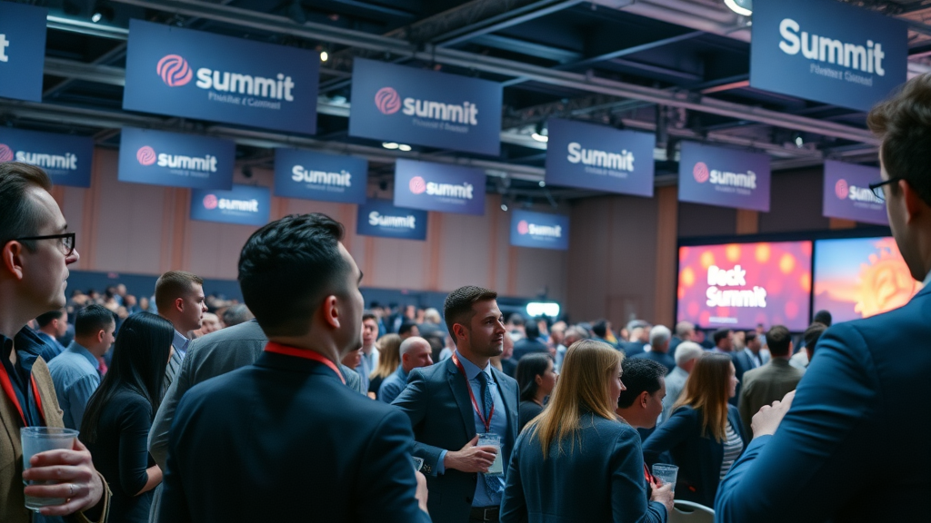 business leaders networking at power broker summit, exchanging business news and insights