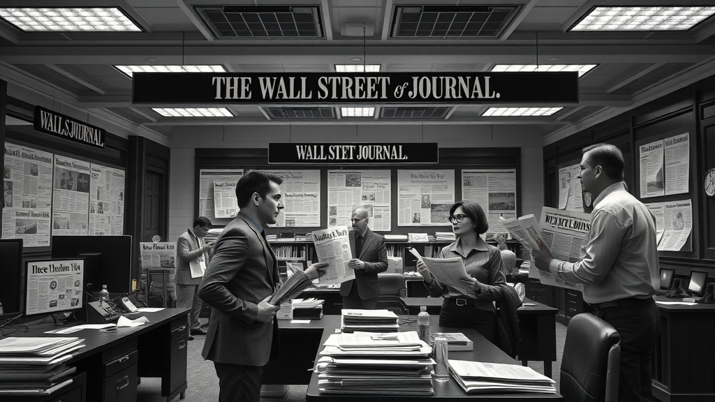 Wall Street Journal newsroom journalists discussing headlines