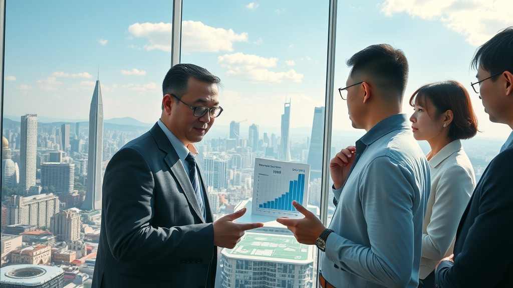 South Korean real estate business professionals global business news skyline
