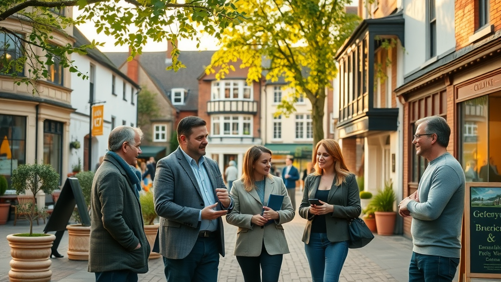 Thriving Monmouthshire town square, networking business owners, and historic business news influence
