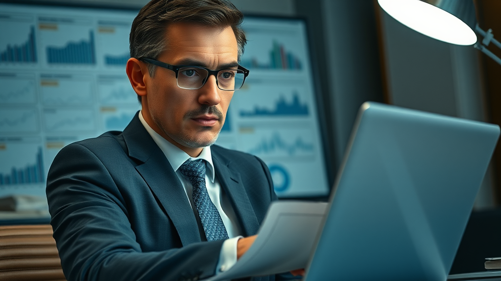 Finance executive in Monmouthshire reading Federal Reserve policy updates in business news
